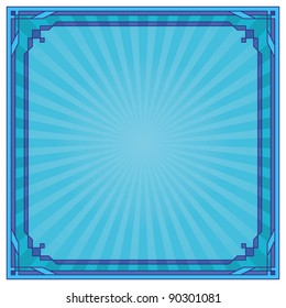 Abstract background with square symmetric frame, blue. Vector