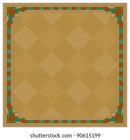 Abstract background with square symmetric frame, brown. Vector