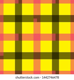 Abstract background squares black red on a yellow background, seamless pattern, vector