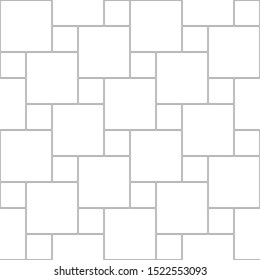 abstract background with squares, ceramic tiles, black lines on a white background. seamless pattern. drawing for the coloring book. vector illustration.