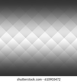 Abstract background of squares in diagonal arrangement. Two side horizontal gradient. Monochrome, black and white vector illustration.