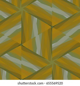 Abstract background of squares and diamonds painted wood yellow and green