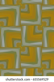 Abstract background of squares and diamonds painted wood yellow and green