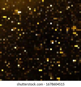 Abstract background of squares. Golden squares on a black background. Vector background. Mosaic