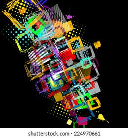 Abstract background of squares graphic. Vector