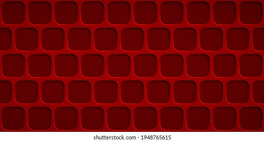 Abstract background with squares holes in red colors