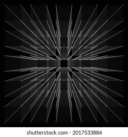 abstract background with squares. perspective white lines over black background.