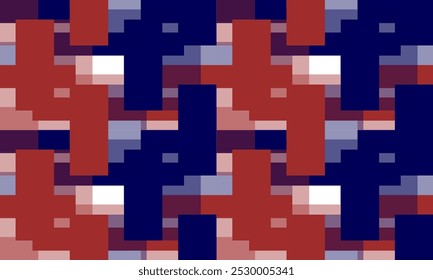 plano de fundo abstrato com quadrados de retângulo vermelho tira de bloco padrão de repetição sem emenda, design de imagem de padrão repleto para impressão de tecido ou papel de parede ou impressão de pacote de envoltório, fundo azul, fuzzy