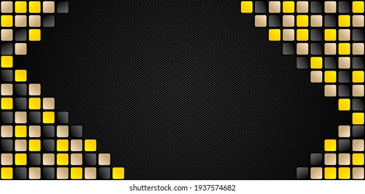 abstract background with squares shapes vector, Abstract textures Dark colors black with tiles model yellow or illuminating, gold and black gradient colors for webs banner, signs, and backdrops agency