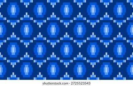 abstrakter Hintergrund mit Quadraten, symmetrisches Pixelmosaik in geschichteten blauen Tönen - ovales Gitterdesign mit Tiefe und Farbverlauf, ideal für digitale Kunst, Textilien oder moderne grafische Hintergründe Patchwork