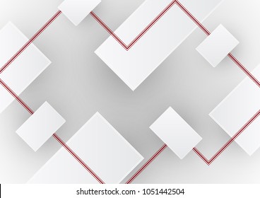 Abstract background of squares for your cover or background. Template of white squares with shadows