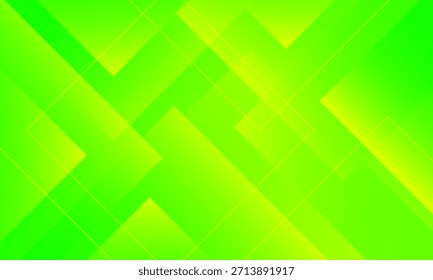 Abstrakter Hintergrund gestapelter geometrischer Formen grüner gelber Farbverlauf, moderne dynamische Kombination abstrakter Formen und Linien.