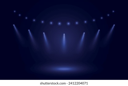 Abstract background stadium stage hall with scenic lights of round futuristic technology user interface