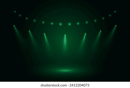 Abstract background stadium stage hall with scenic lights of round futuristic technology user interface