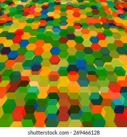 Abstract background with stained glass hex polygons