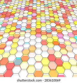 Abstract background with stained glass hex polygons
