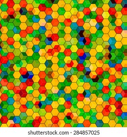 Abstract background with stained glass hex polygons