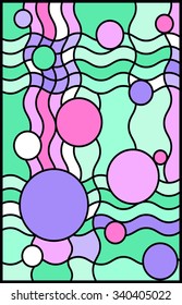 Abstract background in stained glass style. Blue, purple, pink, violet and green.  Stained glass window