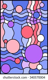 Abstract background in stained glass style. Blue, pink, purple. Stained glass window