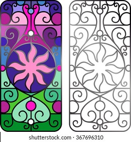 Abstract background in stained glass style. Stained glass window