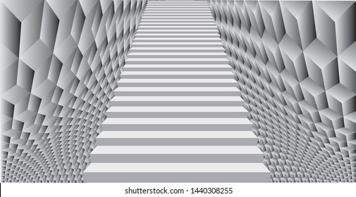 Abstract background with stairway. Noise structure with cubes. Vector image