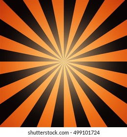 Abstract background of star burst. Black and orange color for Halloween design. Vector illustration.