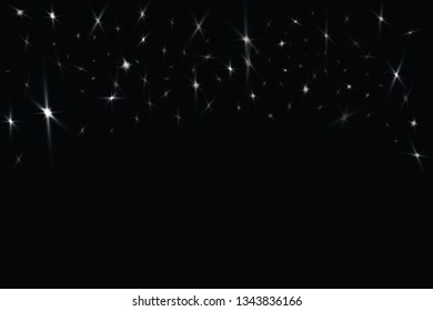 Abstract background, star light. Festive design. Black background. Vector illustration. 
