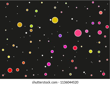 abstract background starry sky with many planets