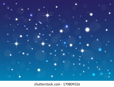 Abstract background with stars, bokeh and  ligth effect.