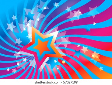 Abstract background with stars and colorful waves