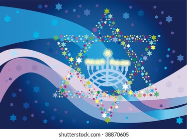 Abstract background from the stars of David and Menorah