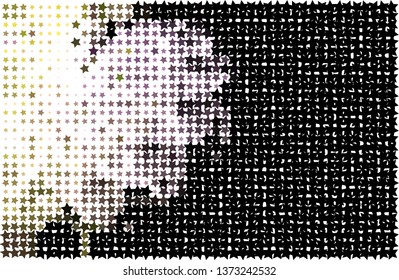 Abstract background with stars. Halftone effect. Vector clip art