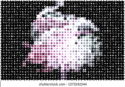Abstract background with stars. Halftone effect. Vector clip art