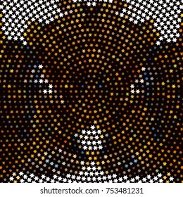 Abstract background with stars. Halftone effect. Vector clip art