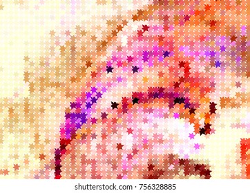 Abstract background with stars. Halftone effect. Vector clip art