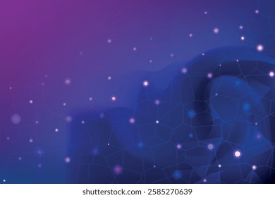 abstract background with stars light effect wave shape on blue and purple colour, Cosmic Nebula Background with polygon shape, abstract background with dots and lines