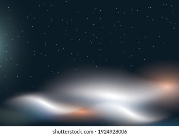 Fondo abstracto con estrellas, luna, nubes