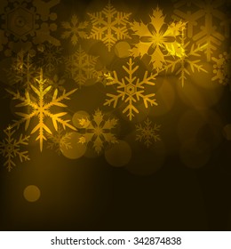 Abstract background, with stars, snowflakes and blurry lights, vector illustration