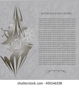 Abstract Background in Steampunk Style.Under Construction Sign with Wheels, Template for Text.