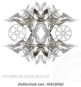 Abstract Background in Steampunk Style.Under Construction Sign with Wheels, Template for Texte.
