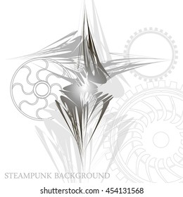 Abstract Background in Steampunk Style.Under Construction Sign with Wheels, Template for Texte.