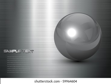 abstract background steel ball on polished metal texture, vector