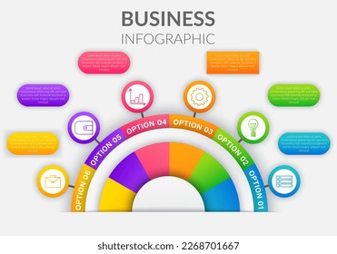 Abstract background with steps, parts, options, processes template. Graphical way of presenting information, data and knowledge. Banner with infographic editions. Business graphic, chart with icons