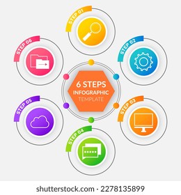 Abstract background with steps, parts, options, processes template. Graphical way of presenting information, data and knowledge. Banner with infographic editions. Business graphic, chart with icons