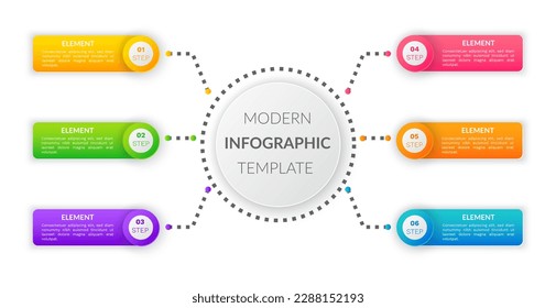 Abstract background with steps, parts, options, processes template. Graphical way of presenting information, data and knowledge. Banner with infographic editions. Business graphic, chart with icons