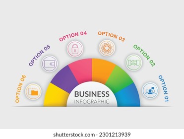 Abstract background with steps, parts, options, processes template. Graphical way of presenting information, data and knowledge. Banner with infographic editions. Business graphic, chart with icons