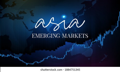 abstract background of stock market asia emerging markets fund flow with candle stick graph