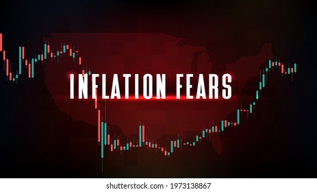 abstract background of stock market inflation fears and United States Government Bond 10Y graph with candle stick green red