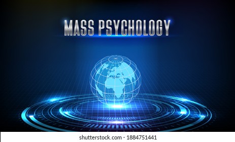 abstract background of stock market mass psychology trading with globe earth hud ui screen
