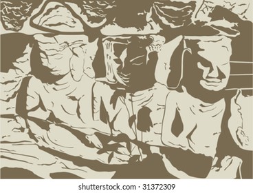 abstract background from stone idols on a rockstone idols